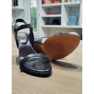 NWT Vince Camuto Lynona Black Eco Sheep Ankle Strap Heels Sandals Women Size 10